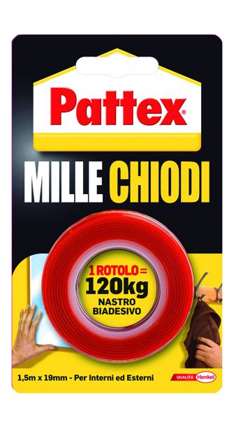 NASTRO BIADESIVO PATTEX MILLECHIODI 1,5 M H. 19 MM