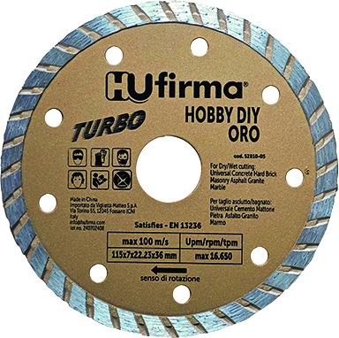 DISCHI DIAMANTATI TURBO HUFIRMA HOBBY-D ORO DIA.115 MM