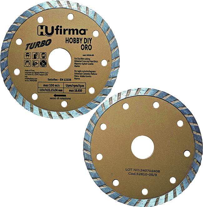 DISCHI DIAMANTATI TURBO HUFIRMA HOBBY-D ORO DIA.115 MM