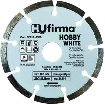 DISCHI DIAMANTATI A SETTORI HUFIRMA HOBBY WHITE DIA.115 MM