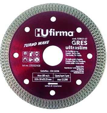 DISCHI DIAMANTATI C.CONTINUA HUFIRMA GRES ROSSO DIA.115 MM