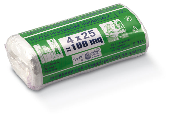 TELO COPRITUTTO 4x25 m 100 mq 7 MICRON GR.650 – PROTEZIONE LEGGERA PER LAVORI DI PITTURA