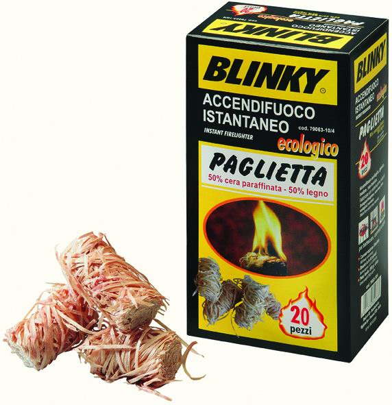 ACCENDIFUOCO BLINKY ECOLOGICO PAGLIETTA LEGNO-CERA PEZZI 20